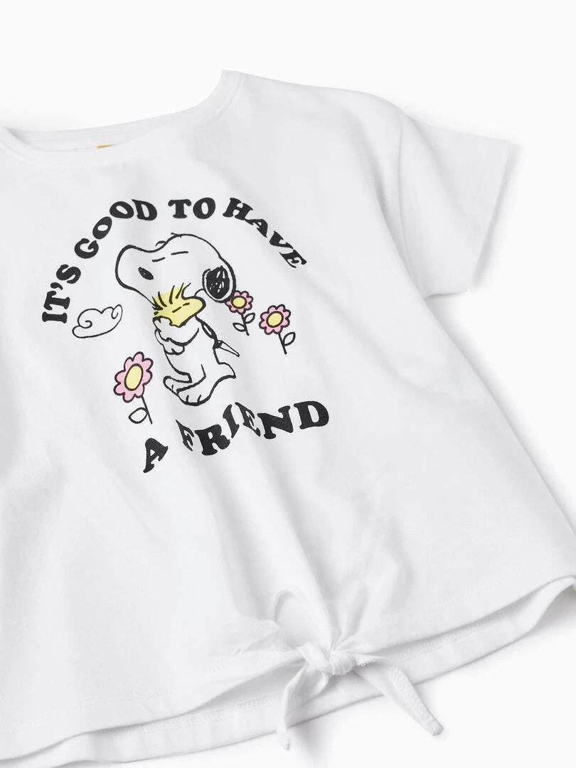 T shirt en coton pour fille 'Snoopy' manches courtes SNOOPY   Blanc