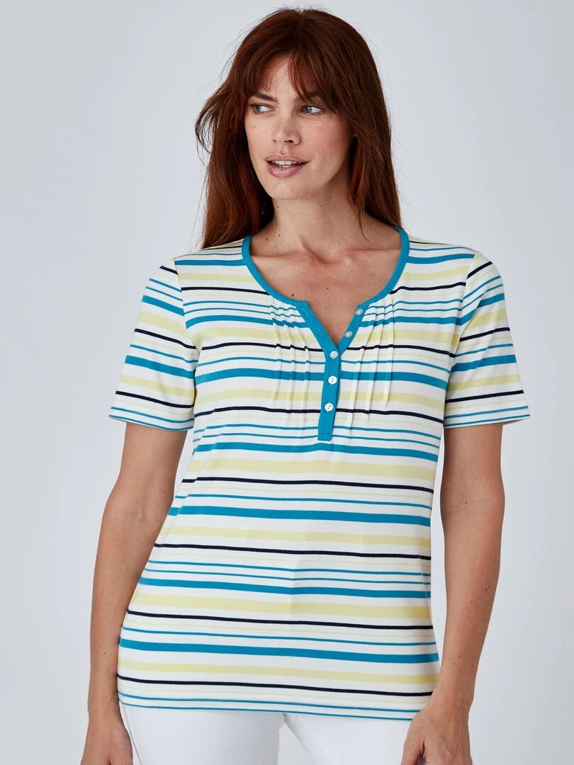 T shirt fine côte pur coton   Damart   Jaune