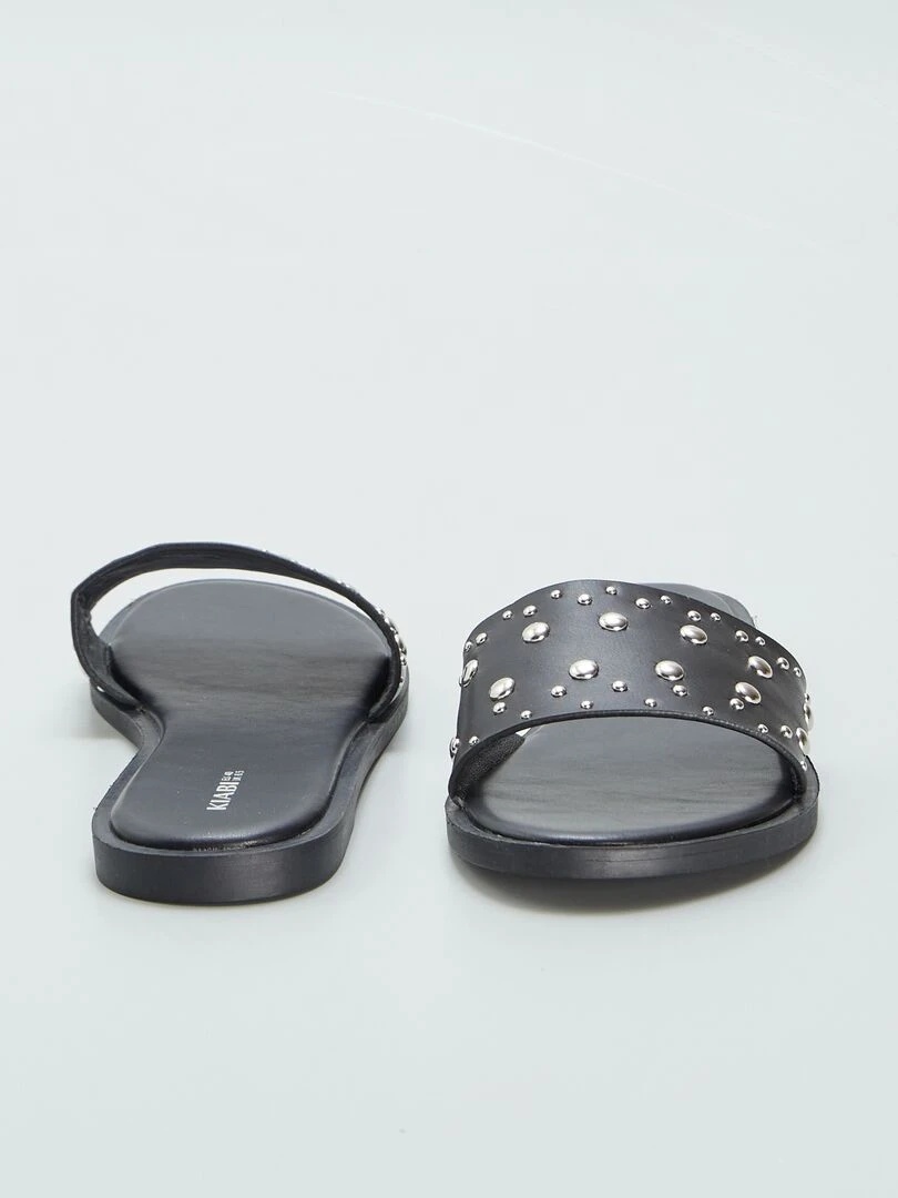 Mules plates cloutées   noir