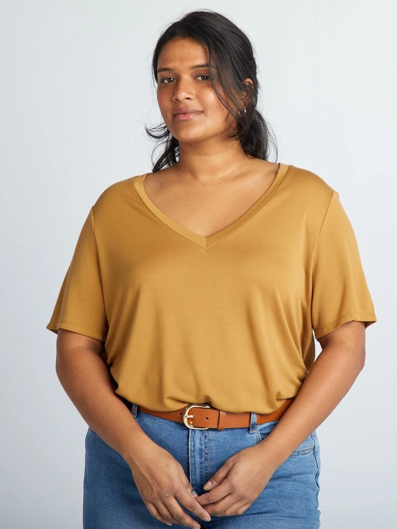 T shirt manches courtes stretch Jaune