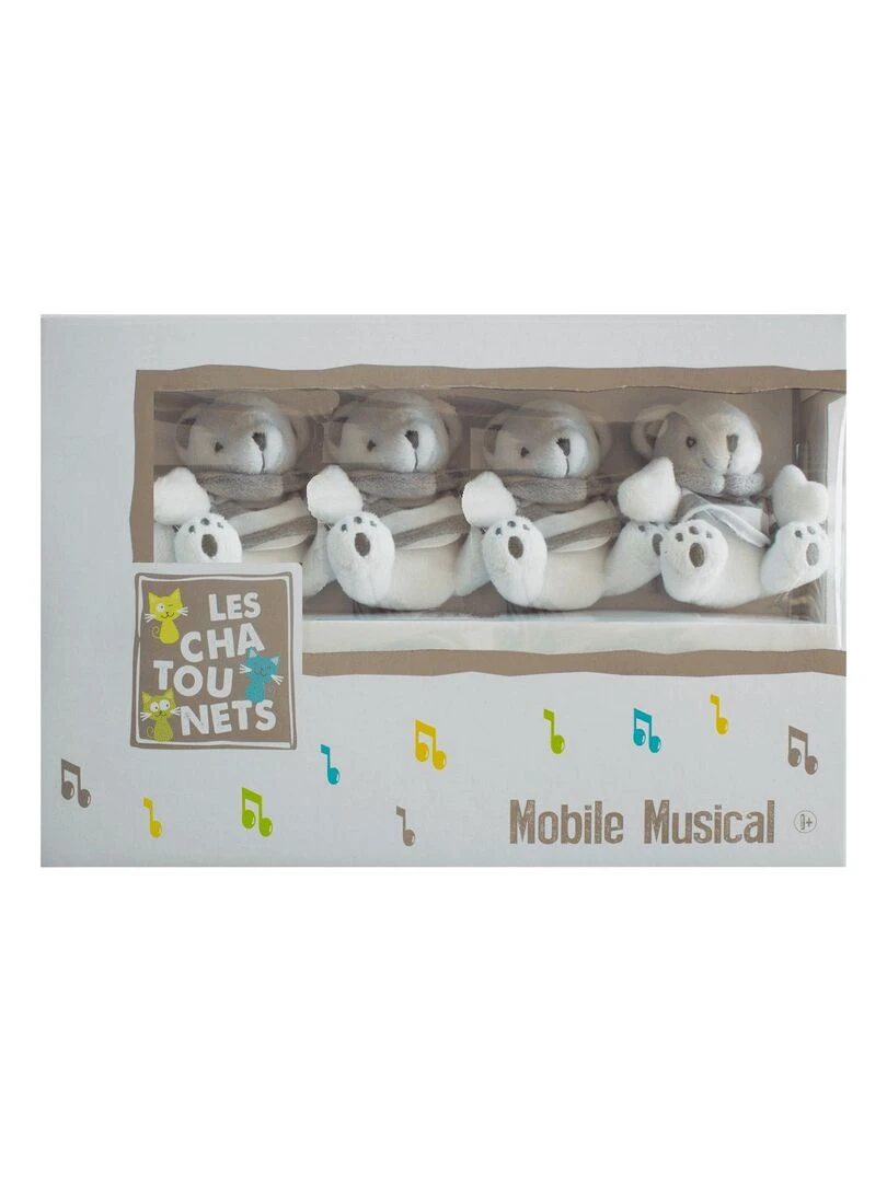 Mobile Musical "DOUX CÂLIN" LES CHATOUNETS Blanc Gris