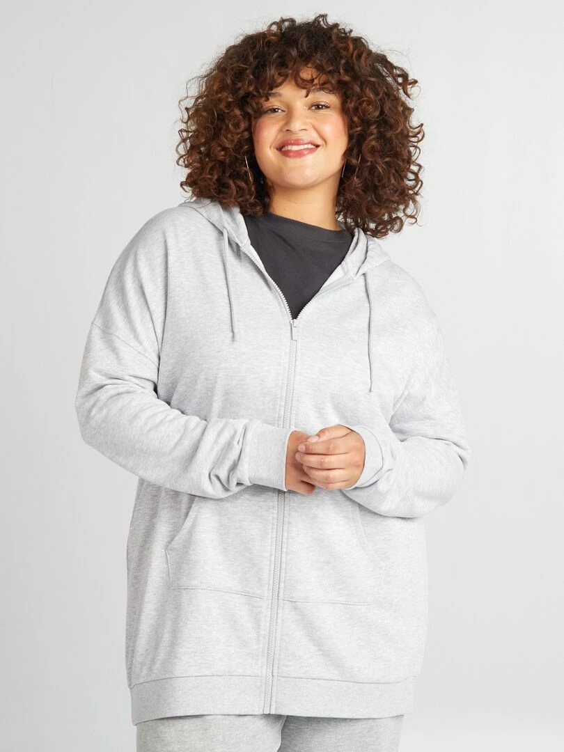 Sweat à capuche zippé   Gris