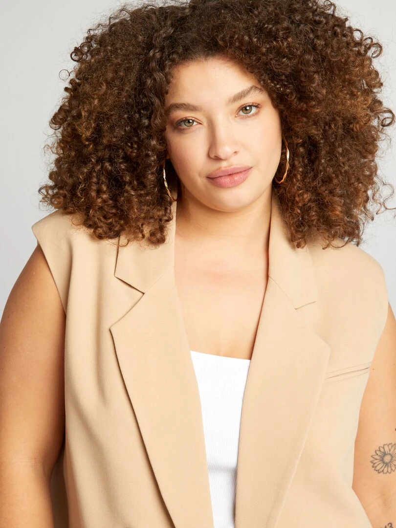 Veste tailleur sans manches   Beige