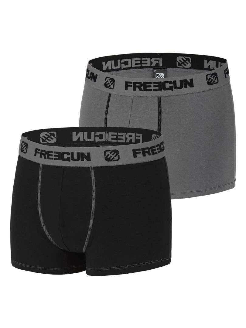Lot de 2 Boxers garçon coton Gris Freegun Gris