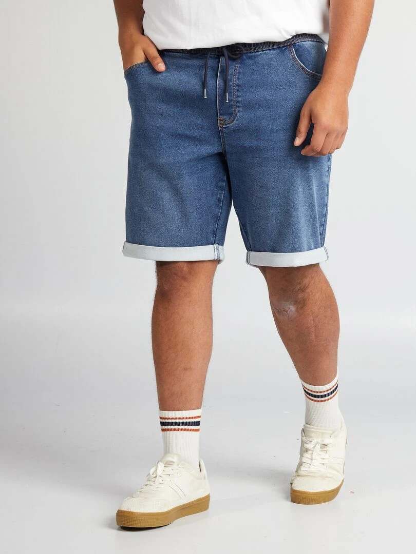 Pantalon chino coupe slim en lin mélangé   Bleu