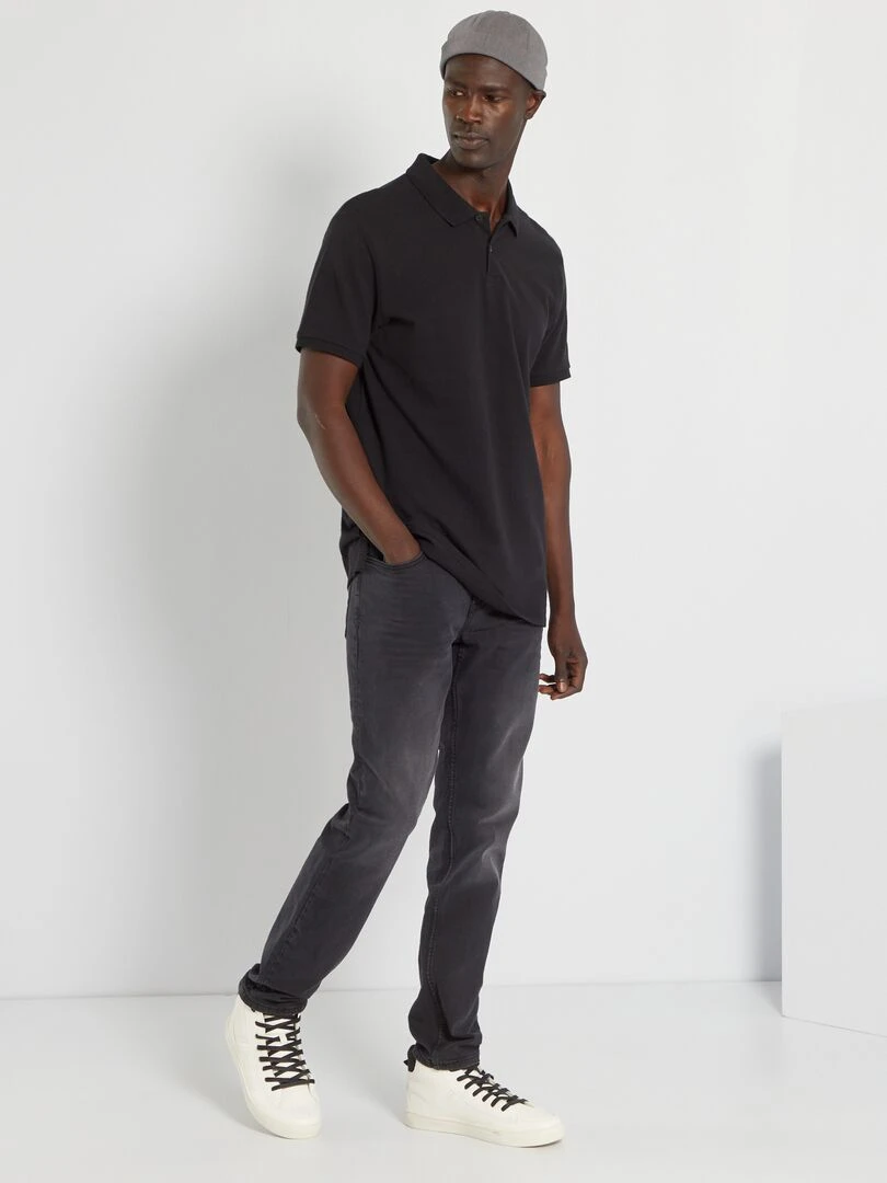 Polo en piqué de coton noir