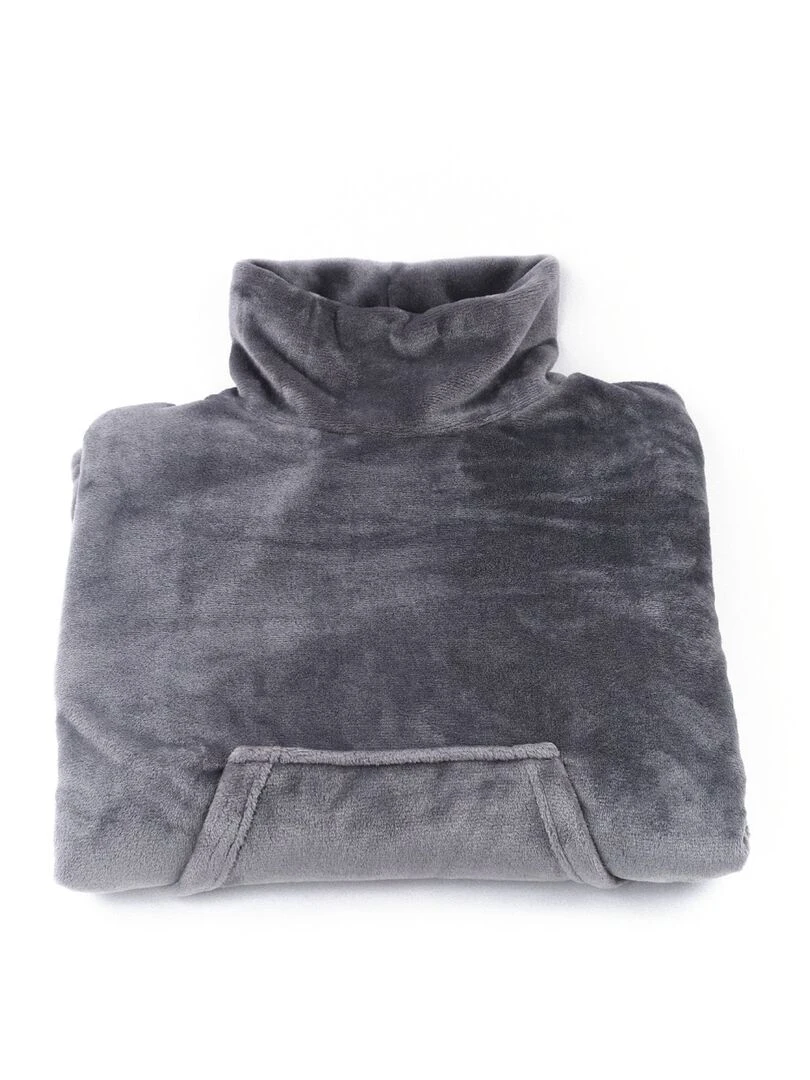 Plaid poncho avec poche kangourou Gris