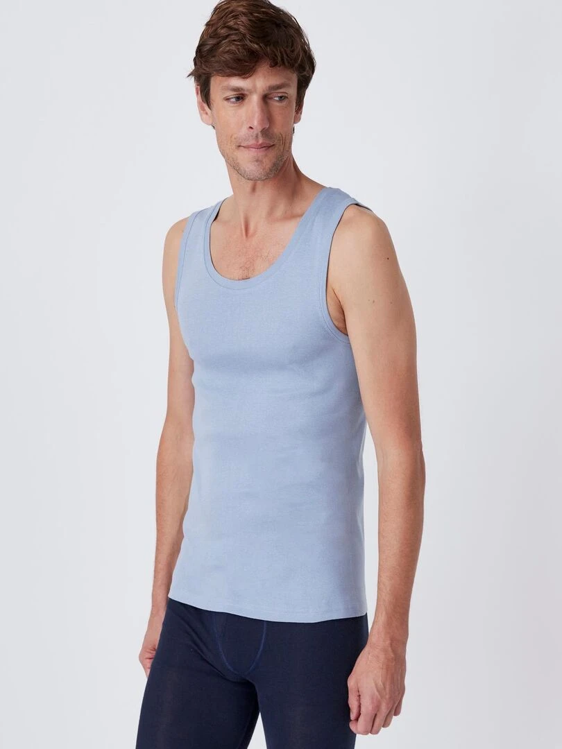 Lot de 2 débardeurs Essential pur coton peigné Damart Bleu