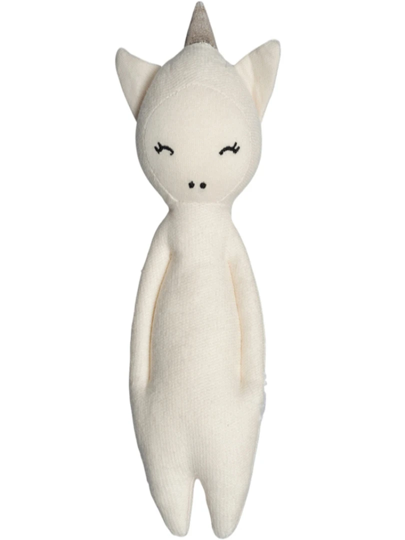 Hochet en coton bio licorne blanche (17 cm) N/A