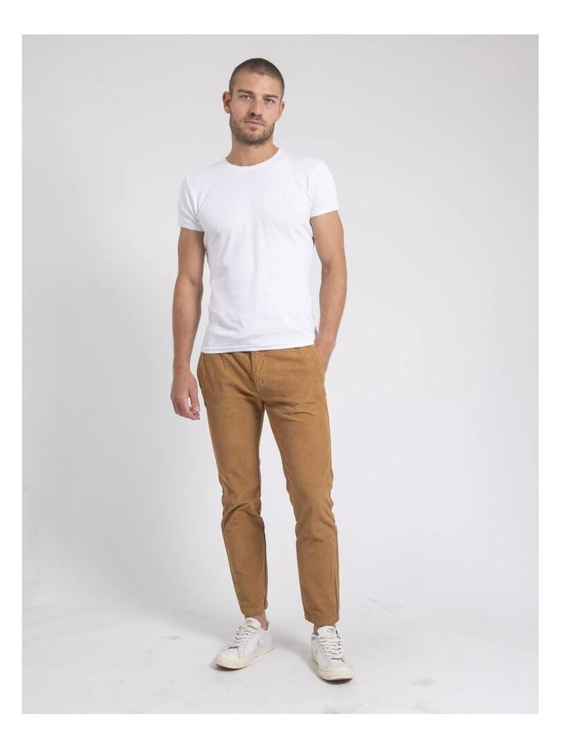 Pantalon velours chino taille élastiquée VERDAMONT   Marron glacé