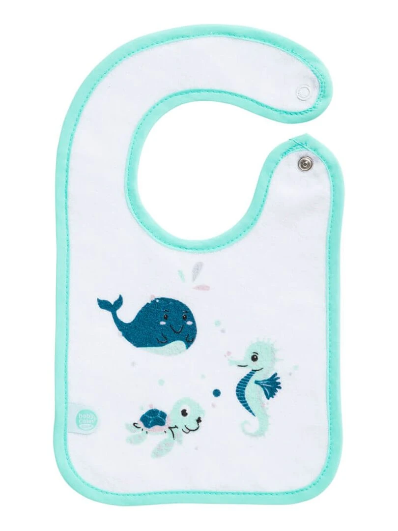 Lot de 2 bavoirs naissance Marin Bio Bleu