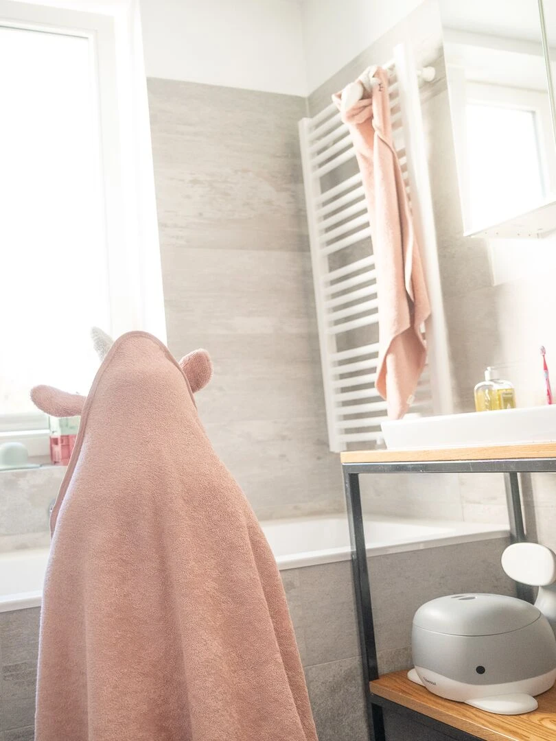 Serviette à capuche licorne   Rose