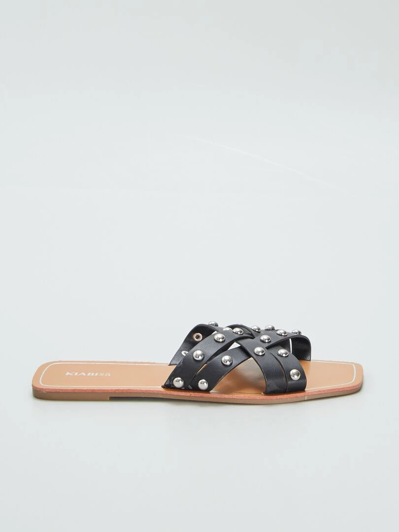 Sandales à brides croisées avec clous Noir
