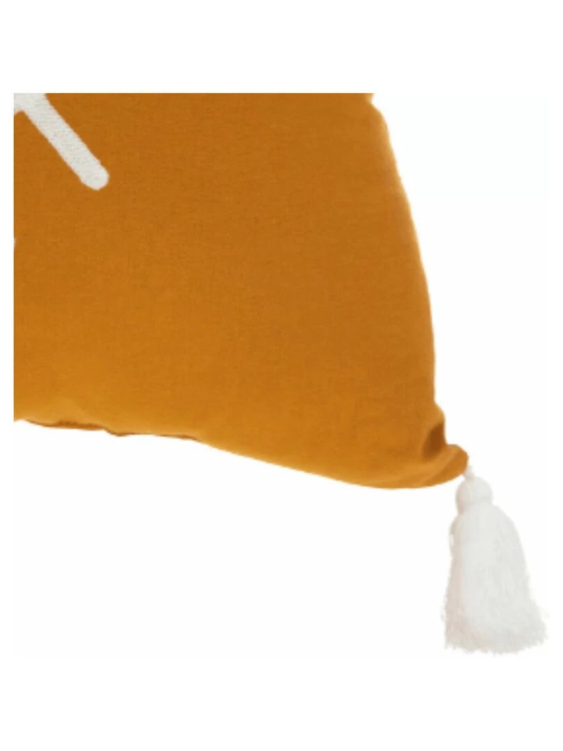 Coussin œil et pompons Jaune moutarde