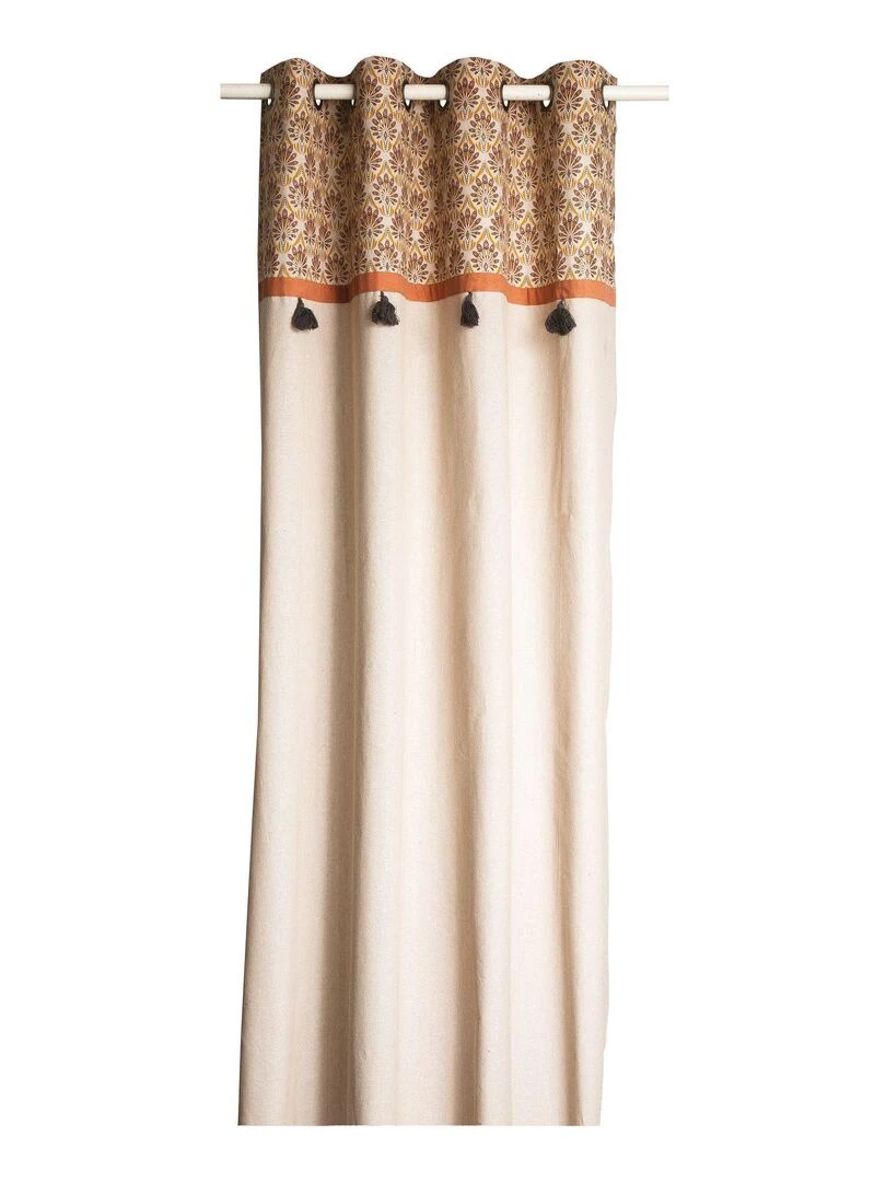 Rideau en coton avec œillets et embrasse PEACOCK 'Deko&co' Blanc Marron