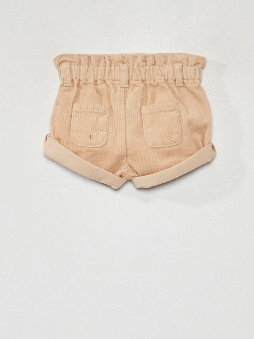 Short paperbag en velours côtelé Beige