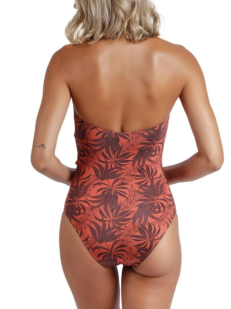 Maillot de bain une pièce bustier préformé Sunset Palm Marron