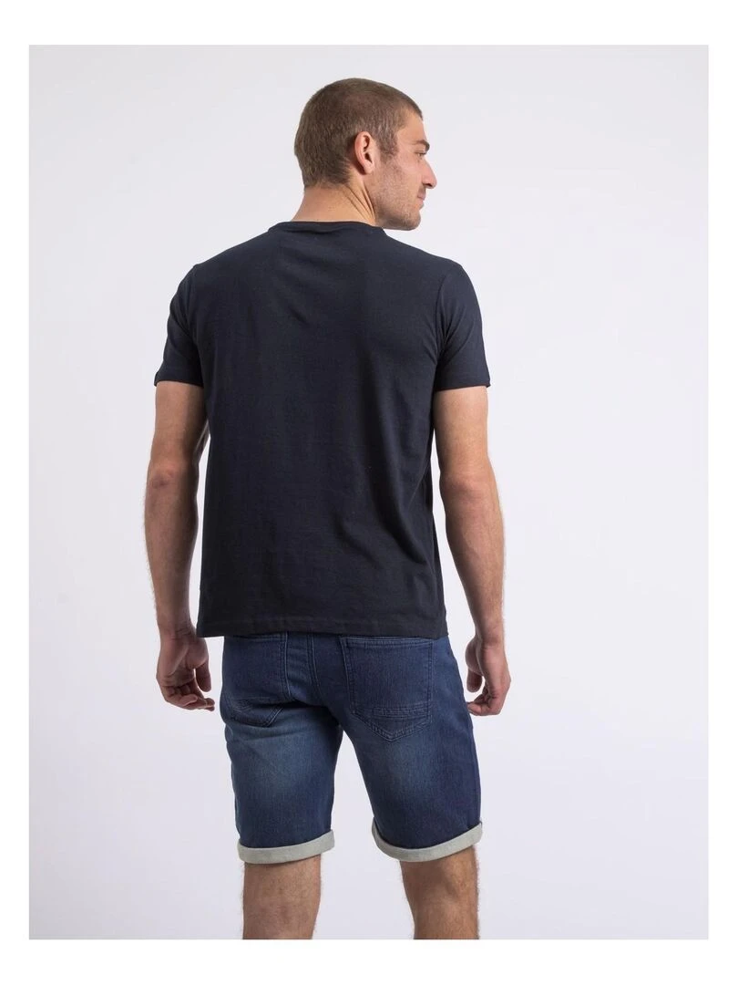 T shirt col rond pur coton NAPLE Bleu marine