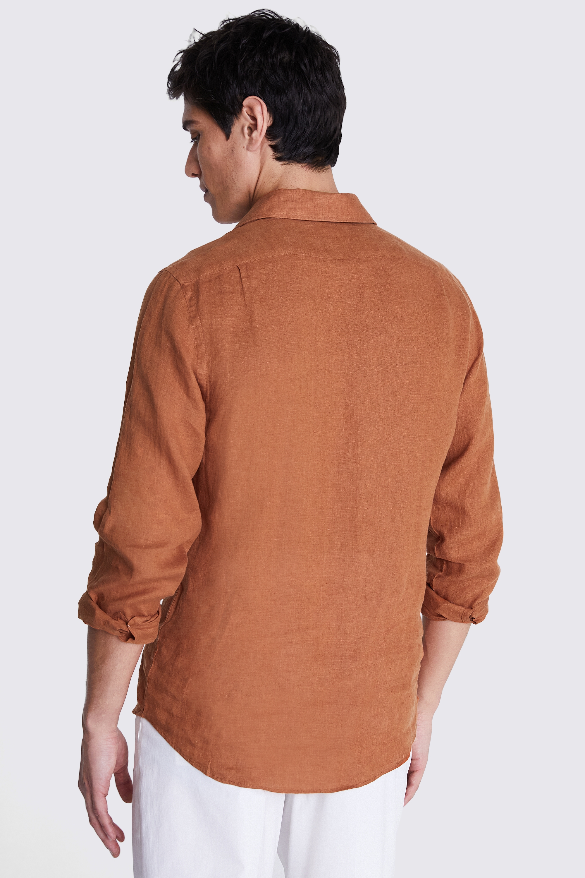 Tailored Fit Khaki Linen Shirt   Buy Online at Moss