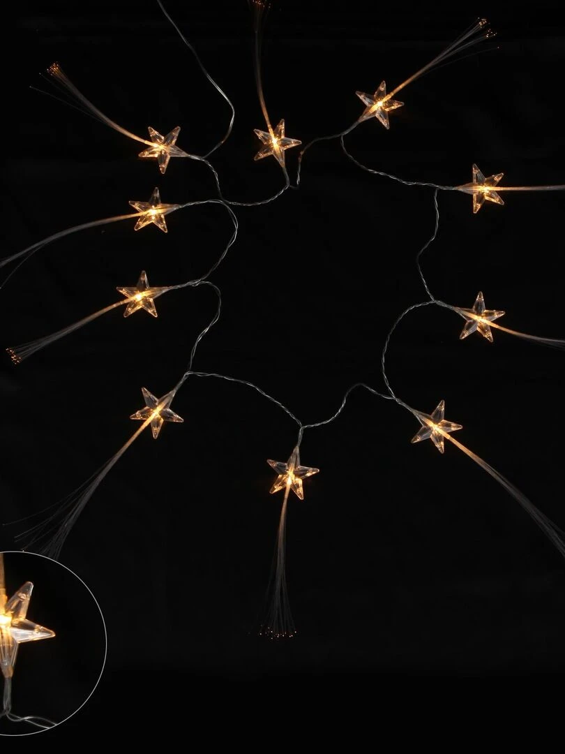 Guirlande lumineuse interieure 10 etoiles fibre optique blanc chaud Jaune