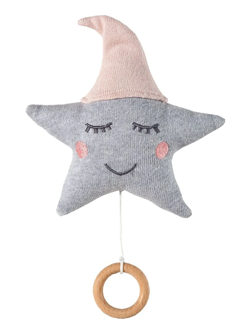 Boîte à musique en coton tricoté étoile Rose