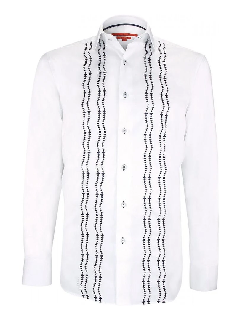 Chemise brodée satin de coton BROIDERY Blanc