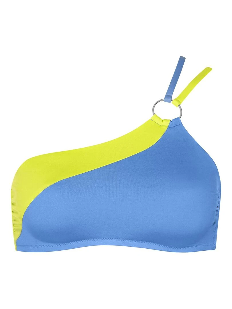 Haut maillot de bain asymétrique sans armatures Laos   Bleu