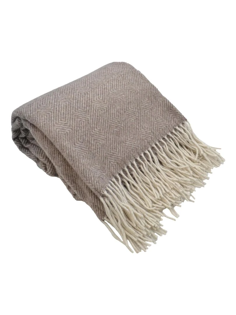 Plaid mélangé avec laine en mérinos Taupe