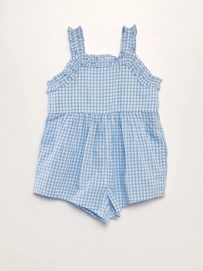 Combinaison vichy en voile de coton Bleu