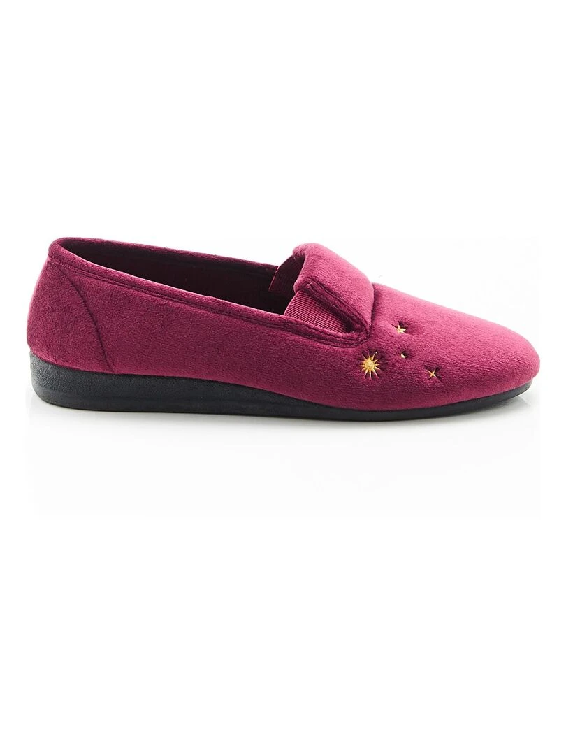 Ballerines brodées aspect velours   Damart   Rouge