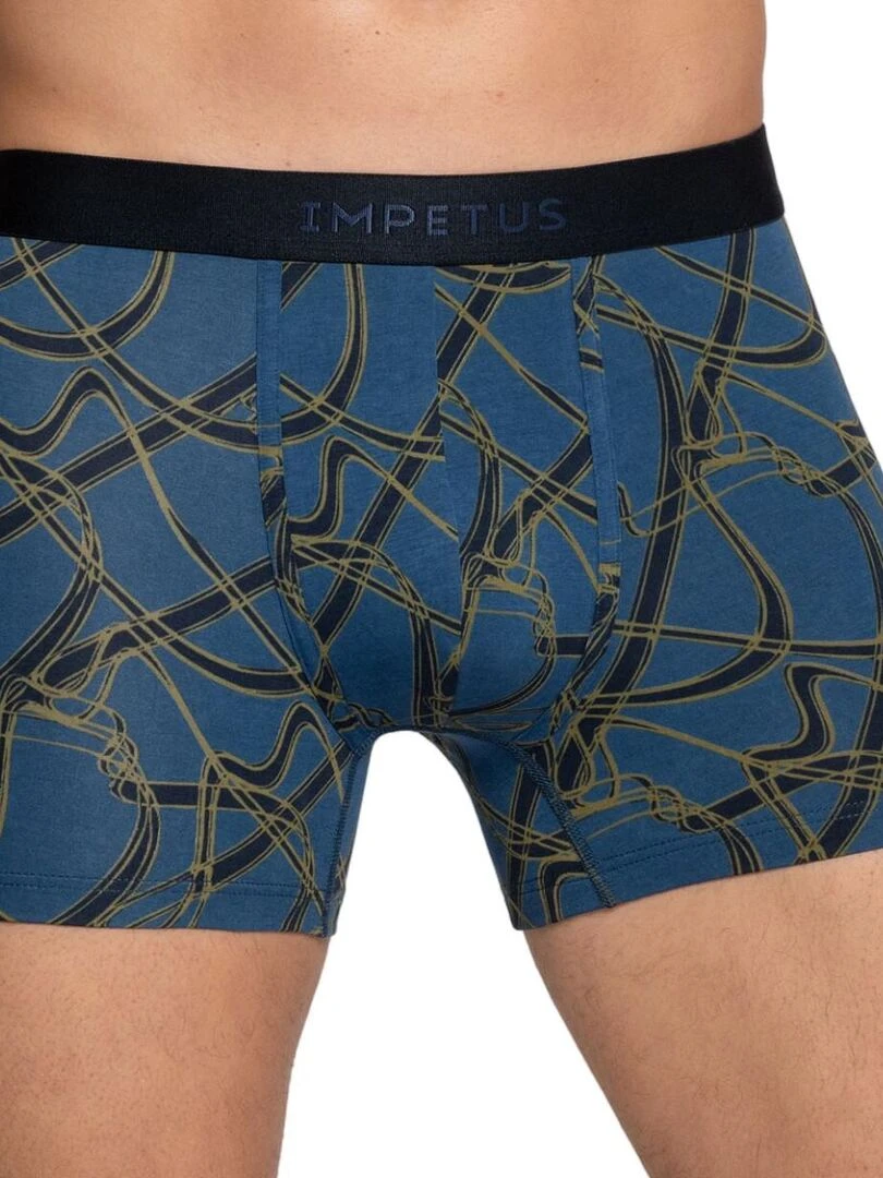 Boxer en coton à imprimé abstrait Marti Bleu