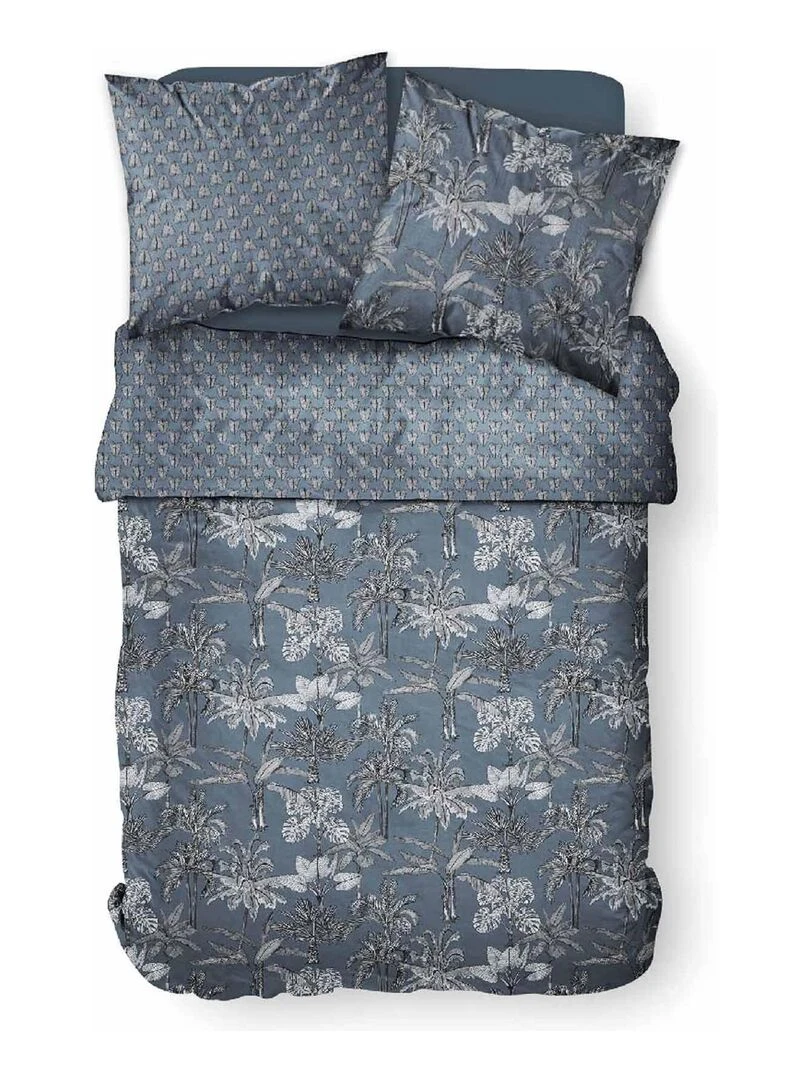 Parure de couette imprimée d'arbres exotiques Bleu