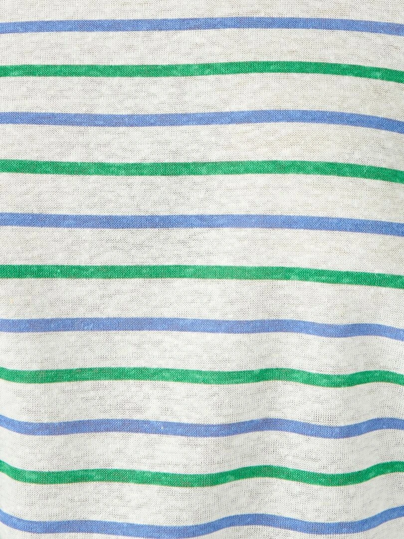Tee shirt à rayures en lin majoritaire.   Damart   Bleu