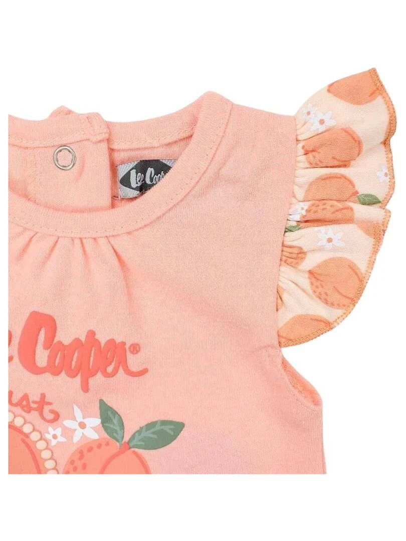 Lee Cooper   Combishort bébé fille imprimé logo en coton   Orange clair