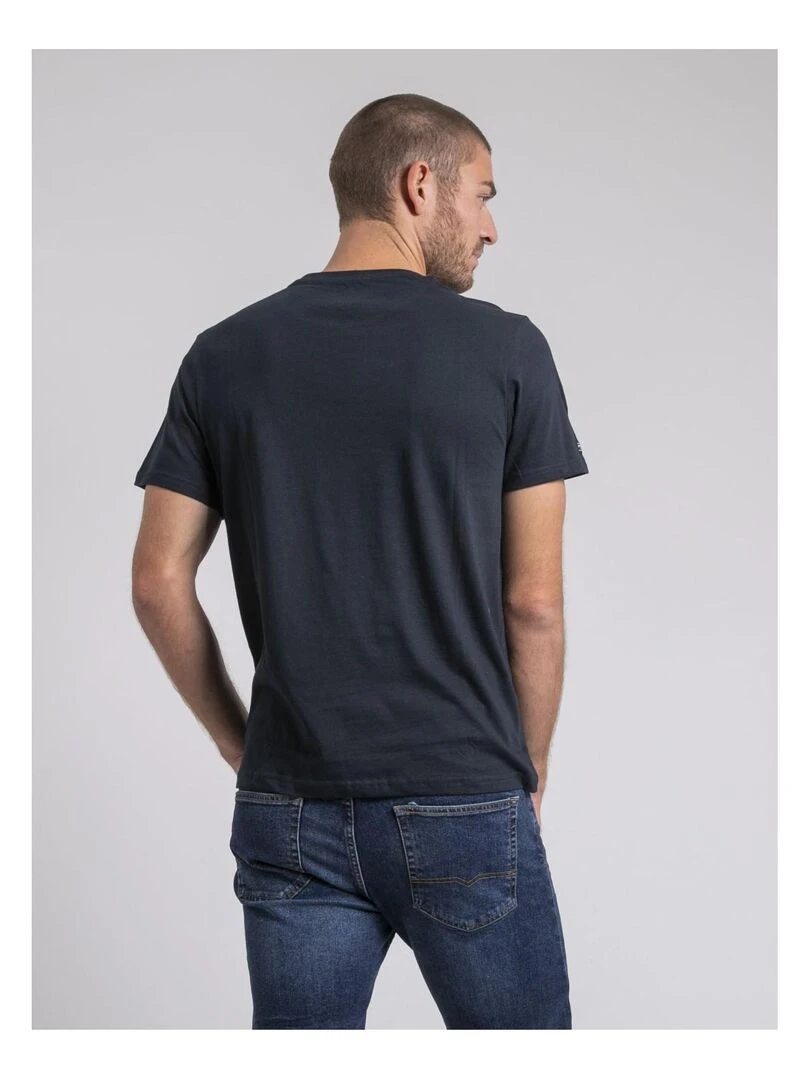 T shirt col rond pur coton JACOSKI Bleu marine