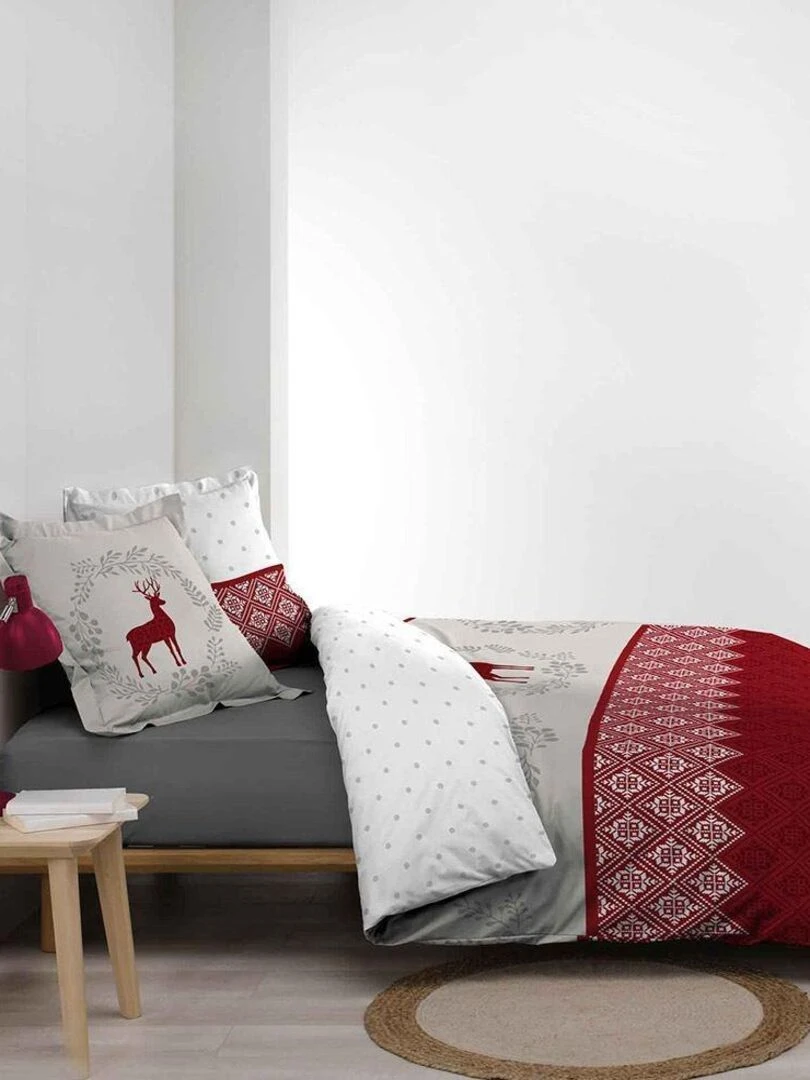 Housse de couette 240x260 Meribel + 2 taies 100% coton 42 fils Rouge