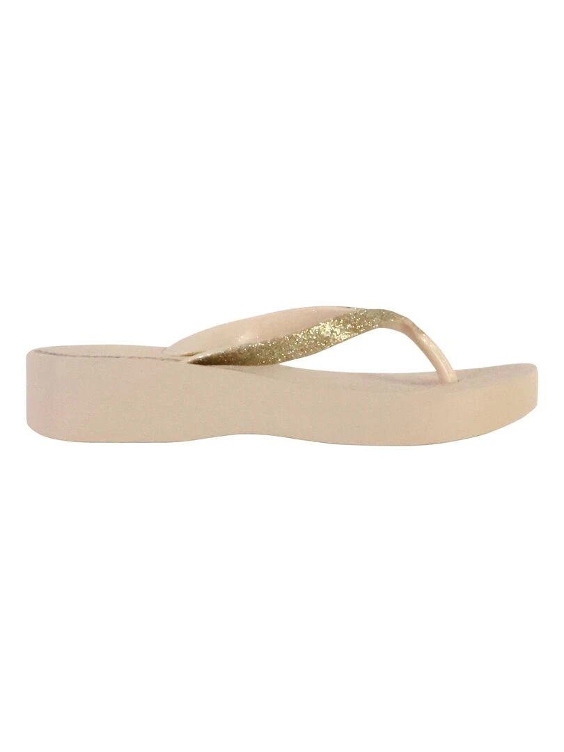 Tong Compensées à Enfiler Ipanema Mesh Chic Plat Beige