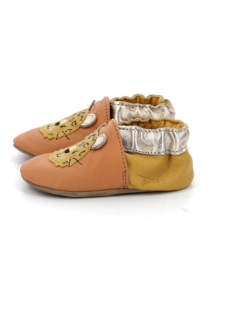 Chaussons Cuir Leopardo   Marron