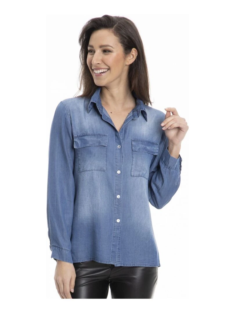 Chemise col italien CHANY Gérard Pasquier Bleu