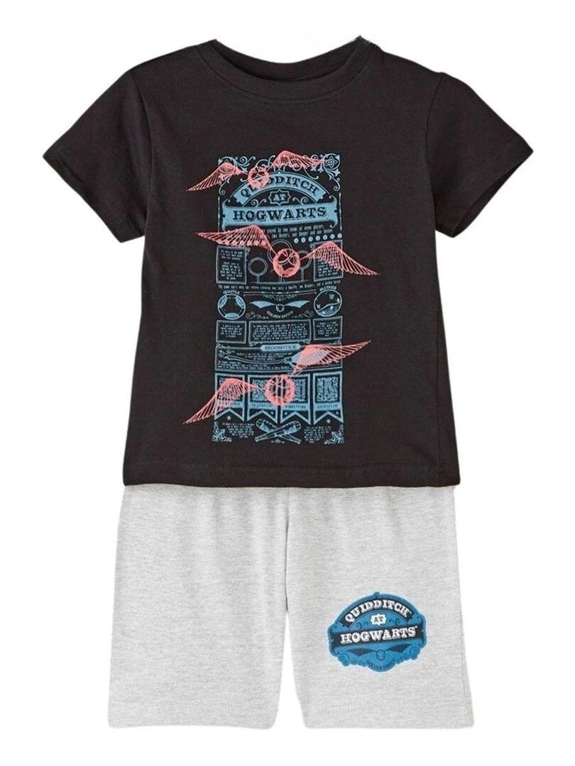Harry Potter Ensemble T shirt short garçon Imprimé Harry Potter Noir