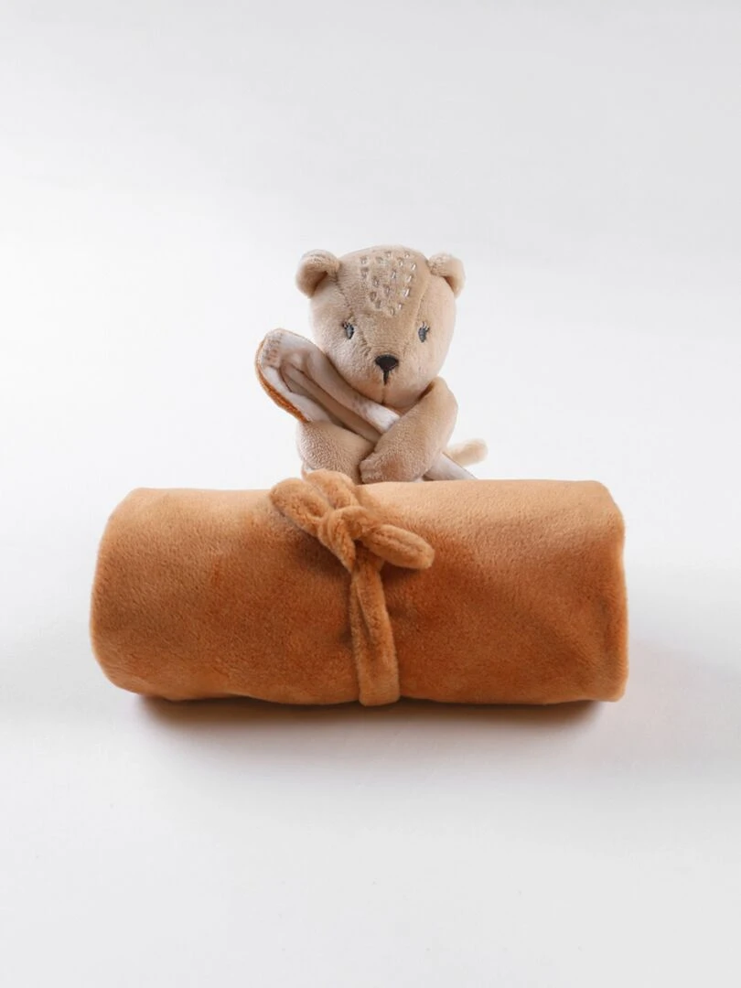 Ma première couverture Kendi en Veloudoux  écru/caramel   Beige