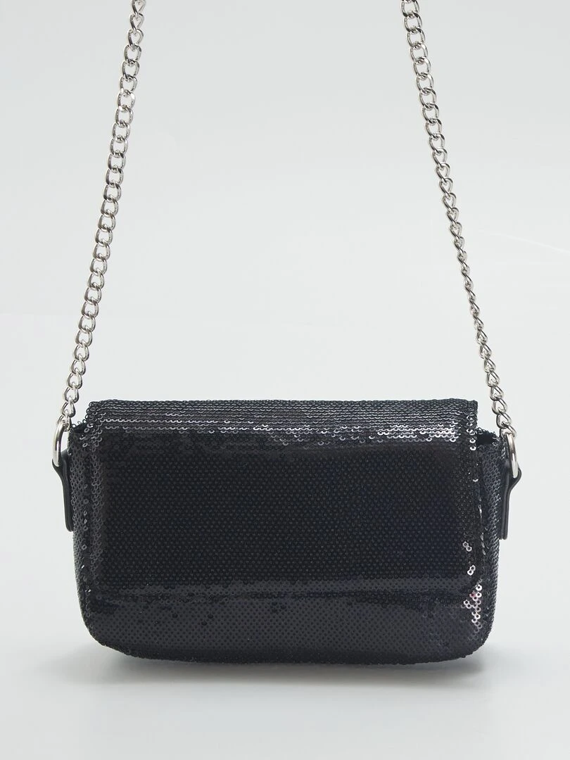 Sac bandoulière en sequins   Noir