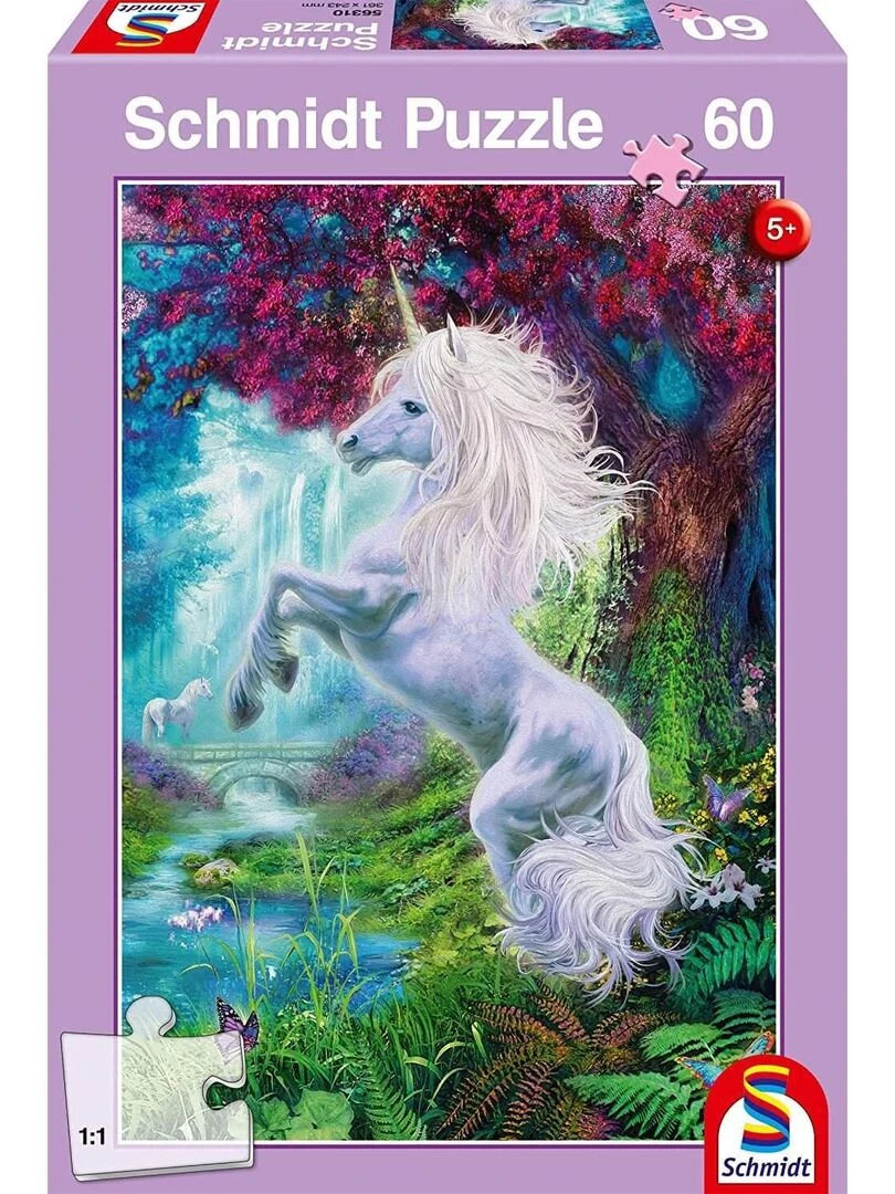 Puzzle 60 pièces : Licorne dans un jardin enchanté N/A