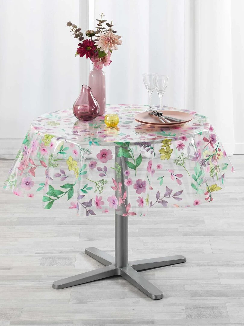 Nappe cristal 140 cm Fleurs d'été Transparent