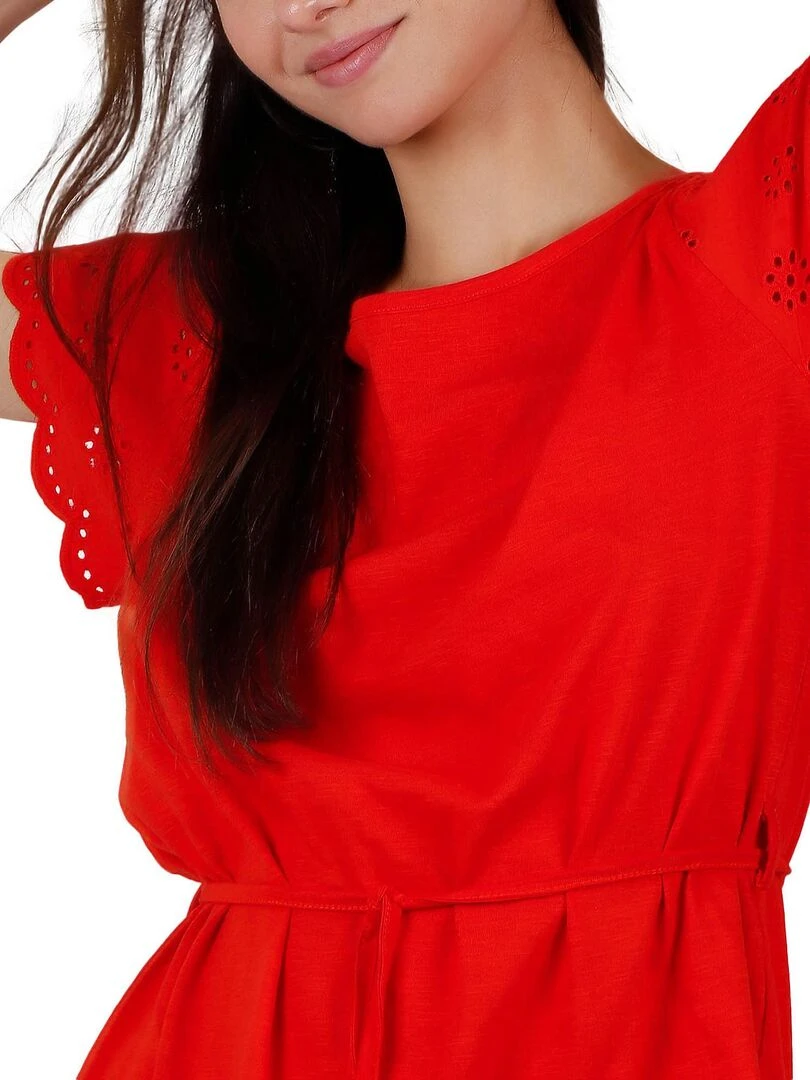 Robe estivale manches courtes Fleur D'Eté   Rouge