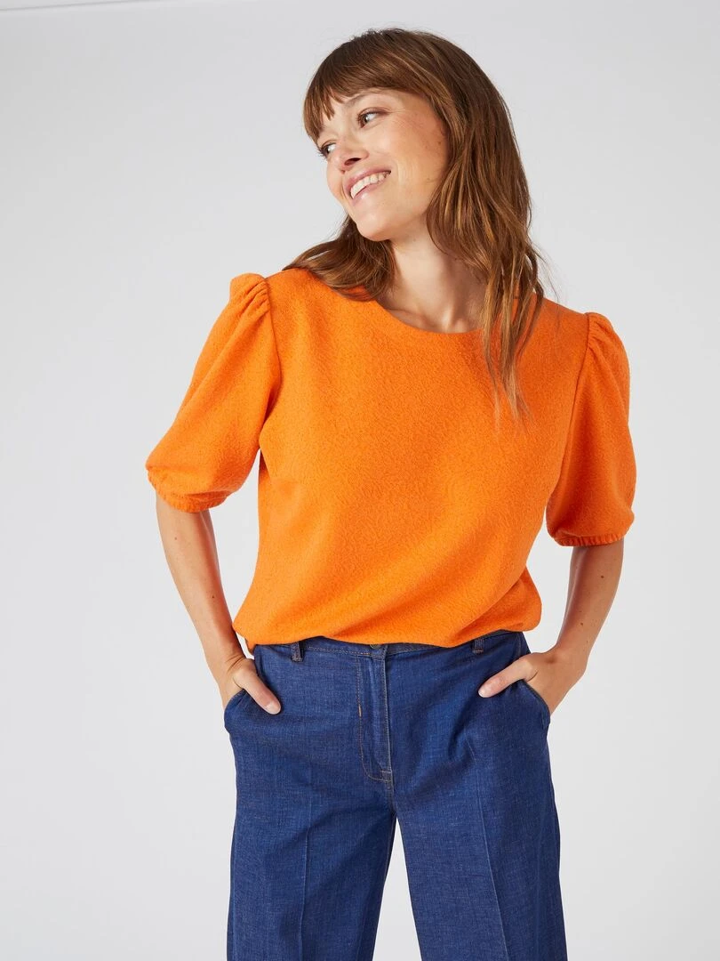 Tee shirt en maille jacquard avec fil brillant Damart Orange