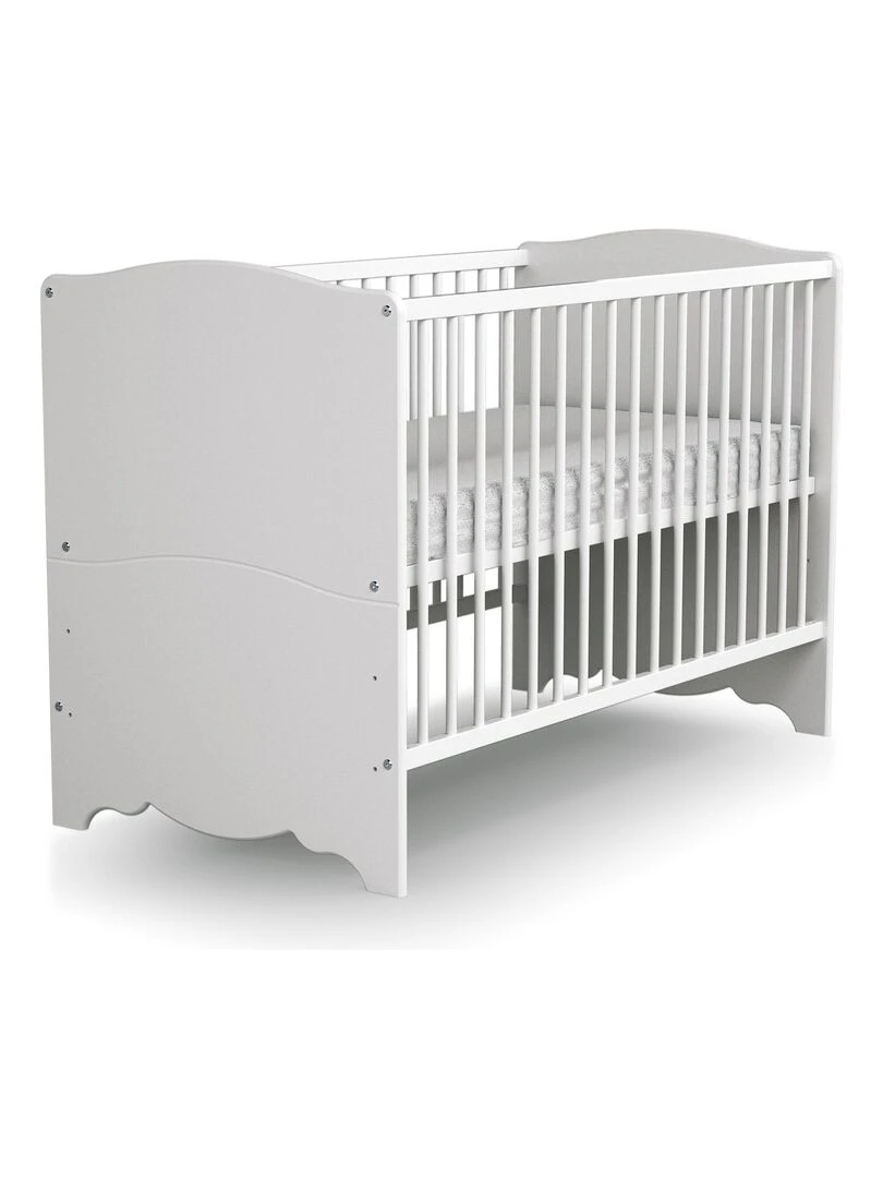 AT4 Lit bébé en bois MARELLE Blanc 60 x 120 cm Blanc