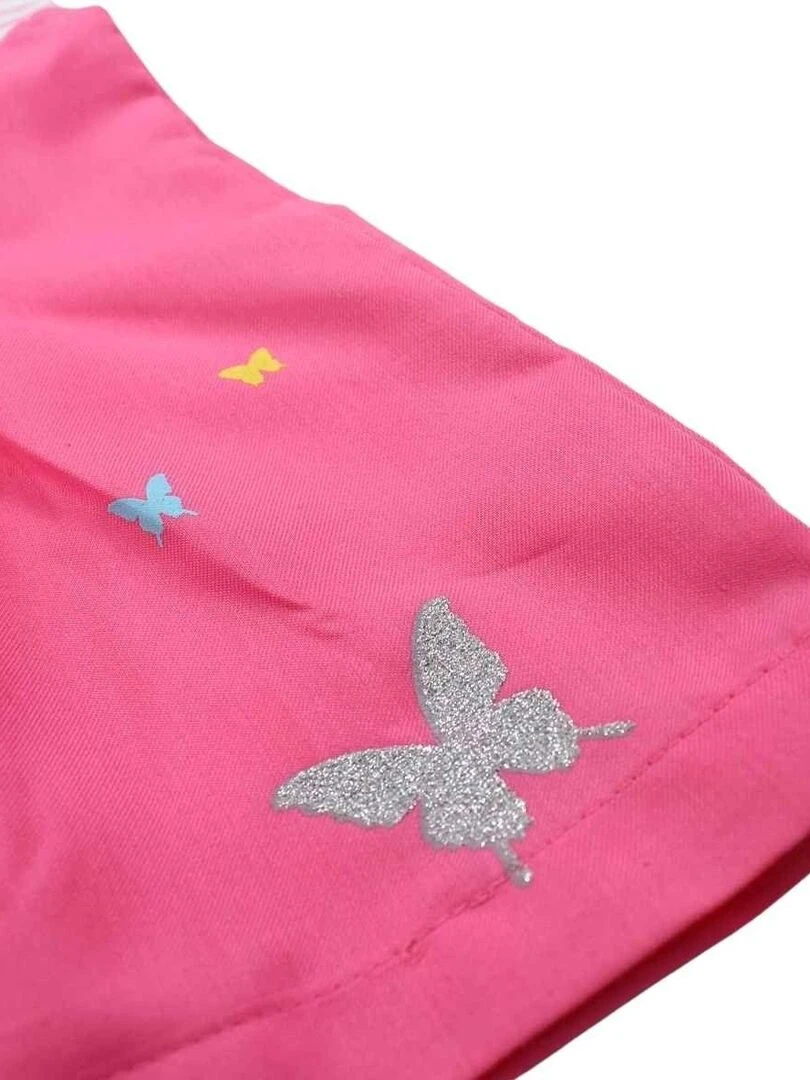 Lee Cooper   Robe fille imprimé logo en coton   Rose fushia