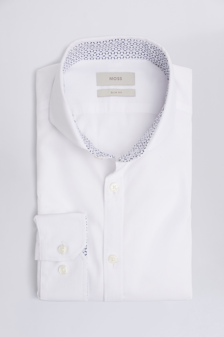 Slim Fit Print Contrast Non-Iron Shirt   Buy Online at Moss
