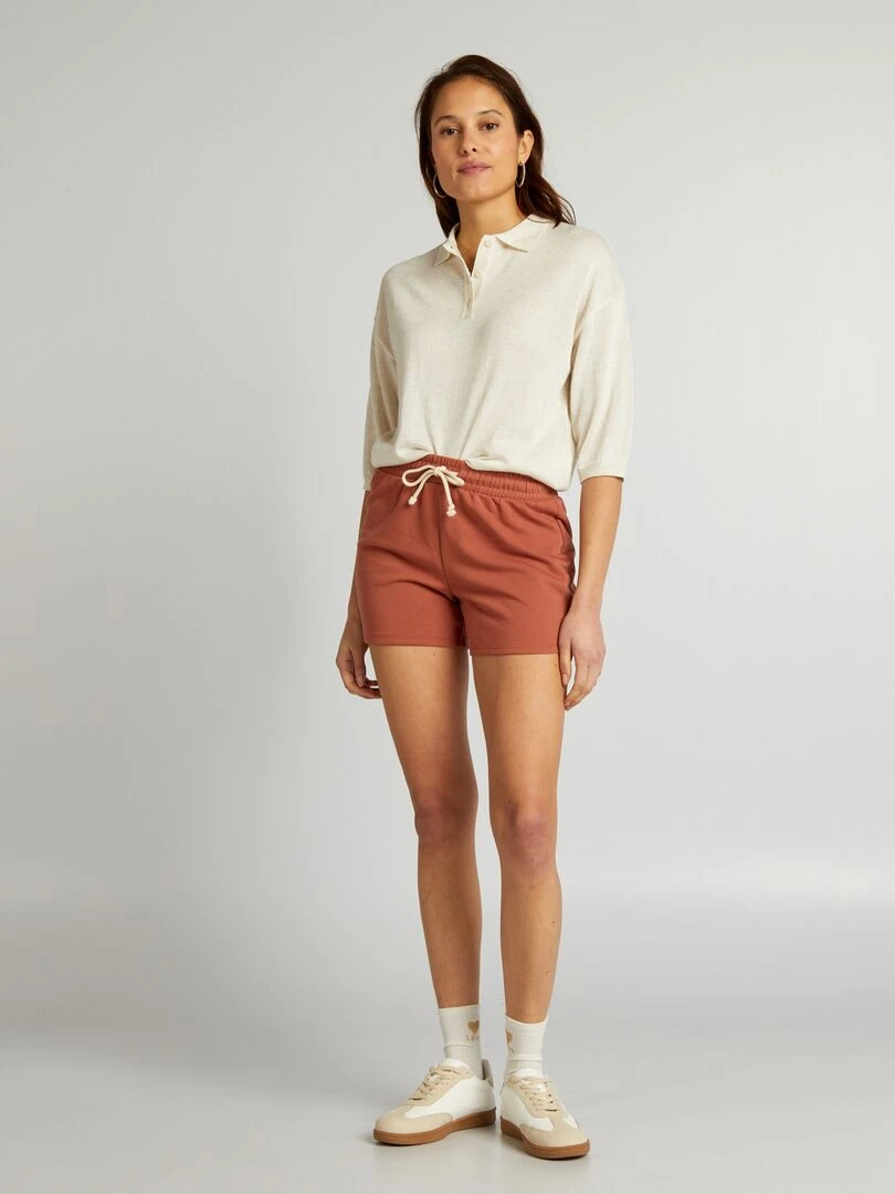 Pull forme polo Beige